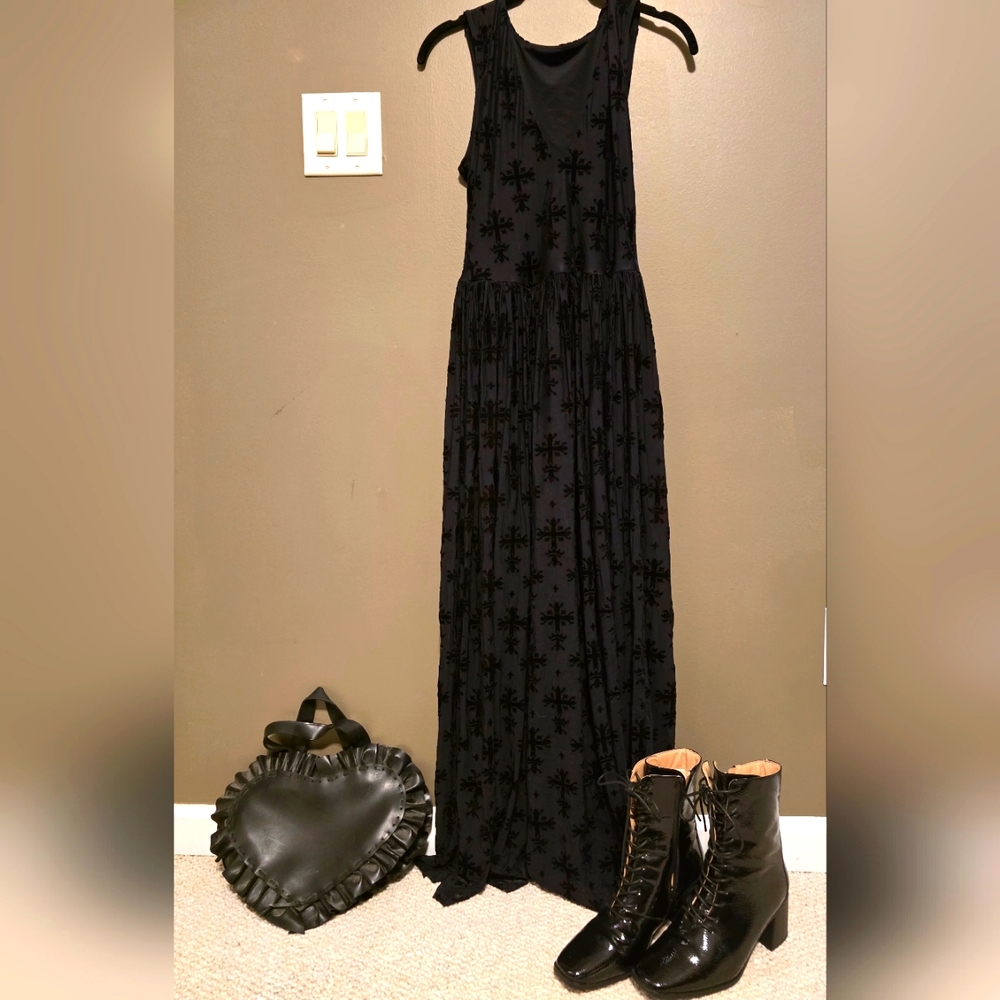 NWT Blackmilk Burned Velvet Crosses MAXI dress Sz Med